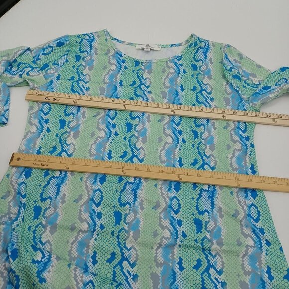 Jean-Pierre Klifa Snakeskin Print Sheath Dress Blue & Green Women's XXL Preppy - Picture 9 of 10